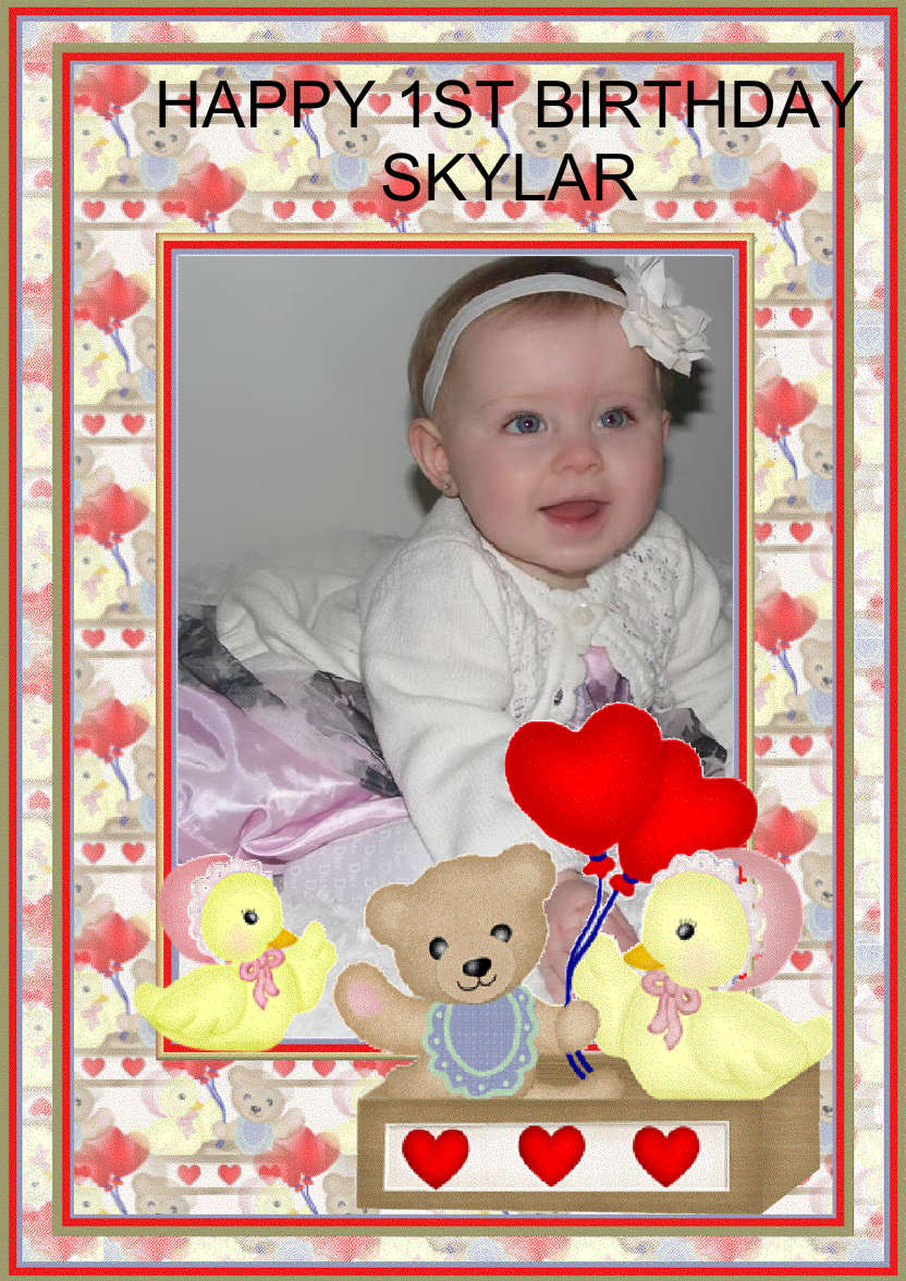 Bear and Duck Birthday - card made with Crafty Bob's Card Creator
