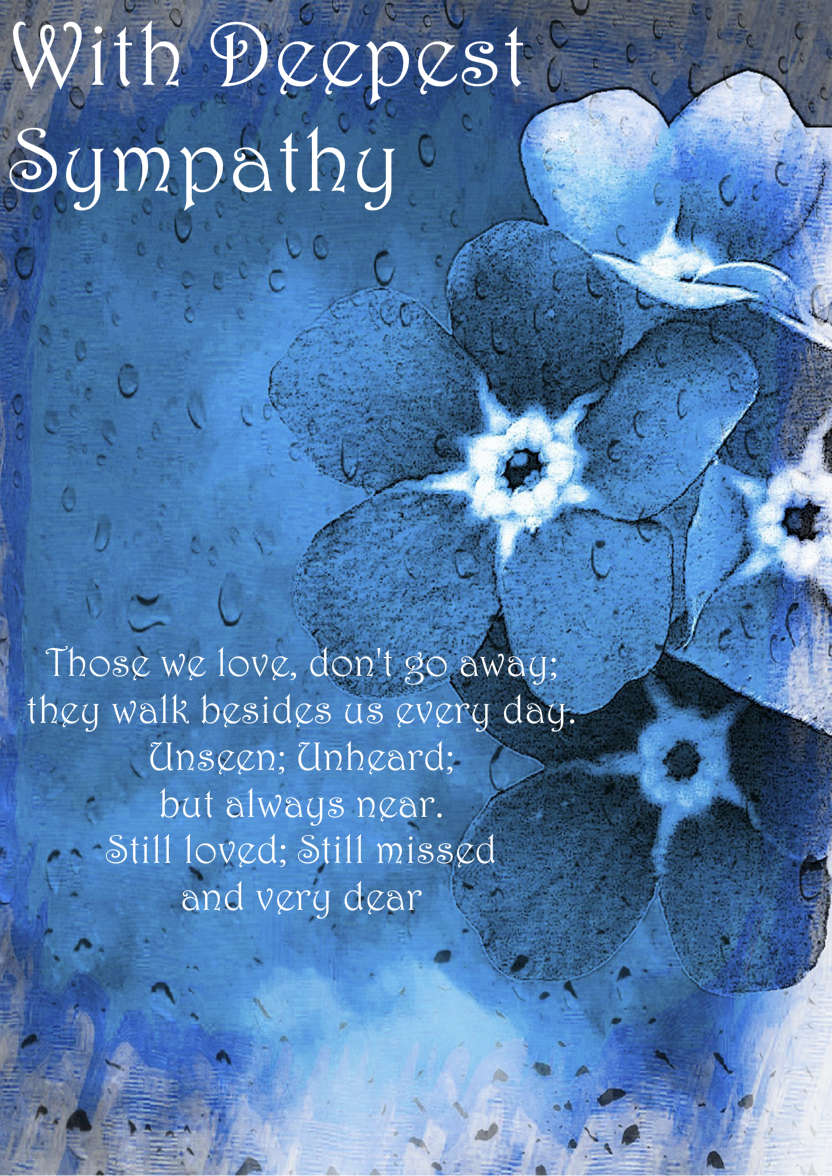 Blue Flowers in the Rain Thinking of You/sympathy Card - card made with Crafty Bob's Card Creator