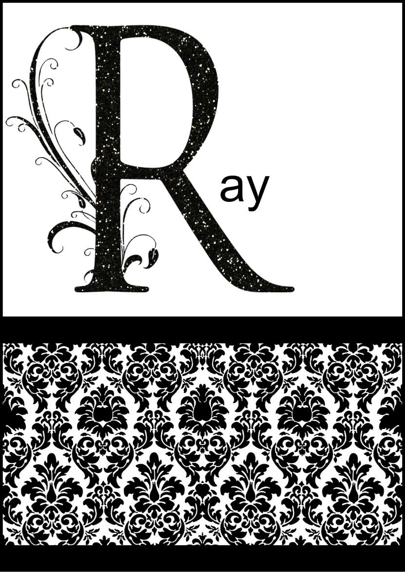 Damask Monogram Letter R Card - card made with Crafty Bob's Card Creator
