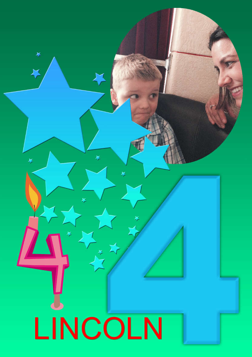 Stars Age 4 Boys Photo Card - card made with Crafty Bob's Card Creator