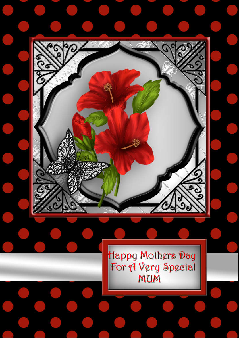 Red Flowers - card made with Crafty Bob's Card Creator