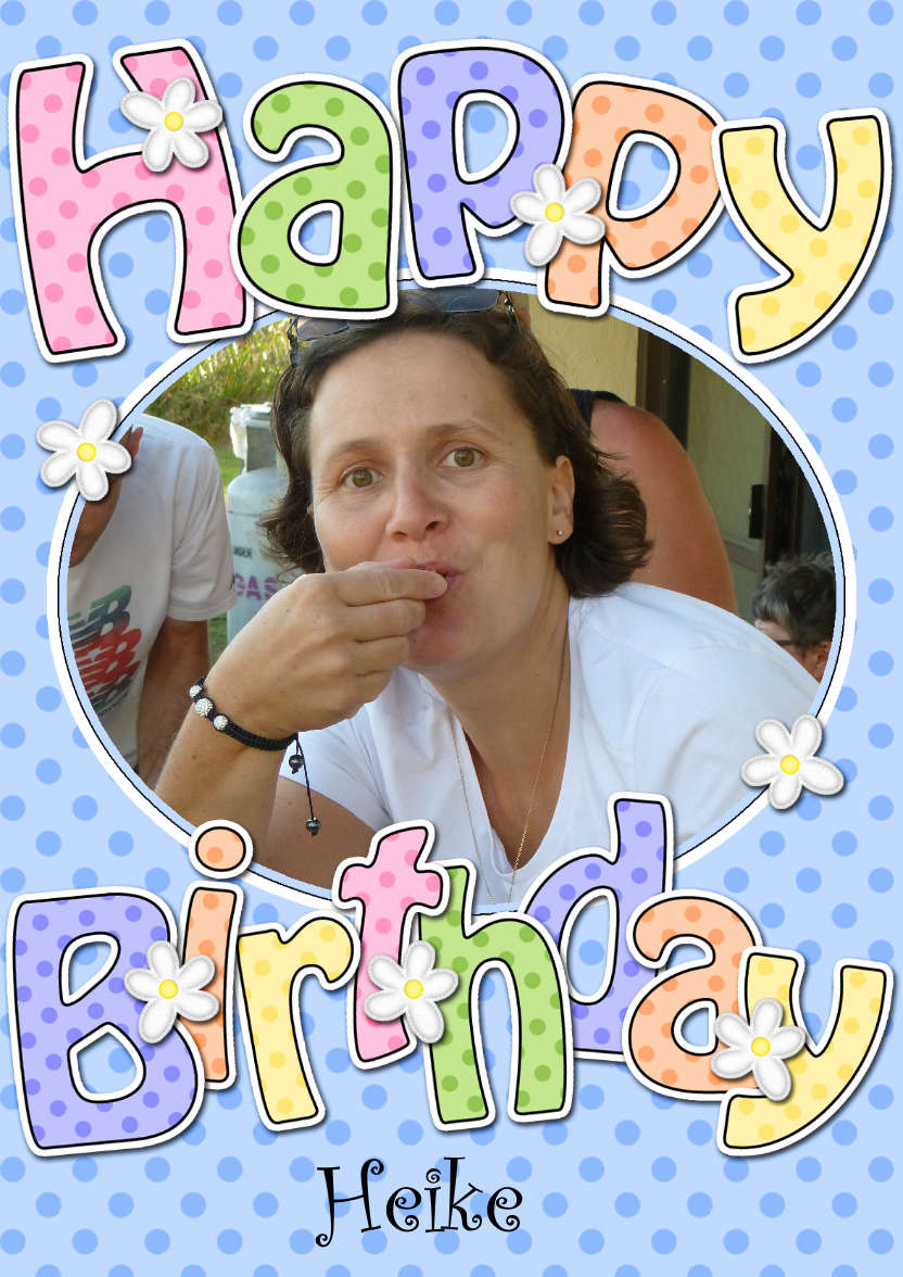 Birthday Dots & Flowers Photo Upload Card - card made with Crafty Bob's Card Creator