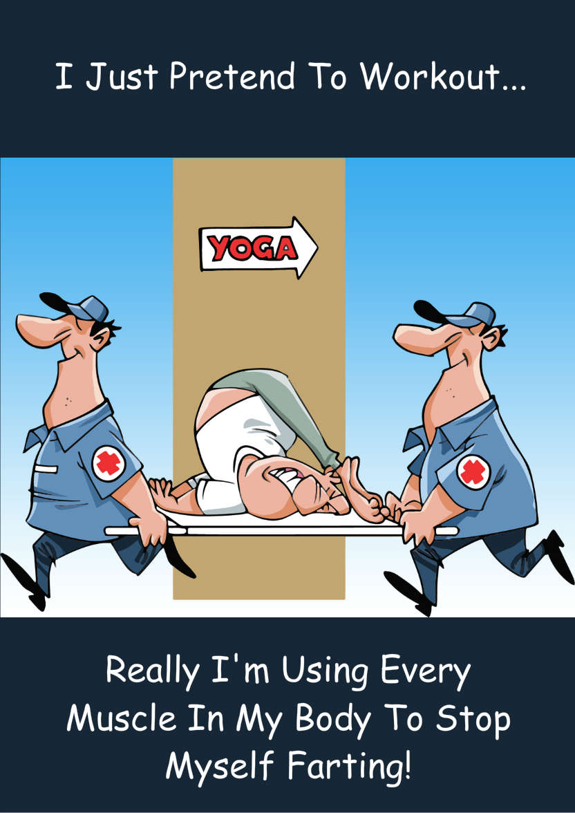 Humorous Yoga/workout Card - card made with Crafty Bob's Card Creator