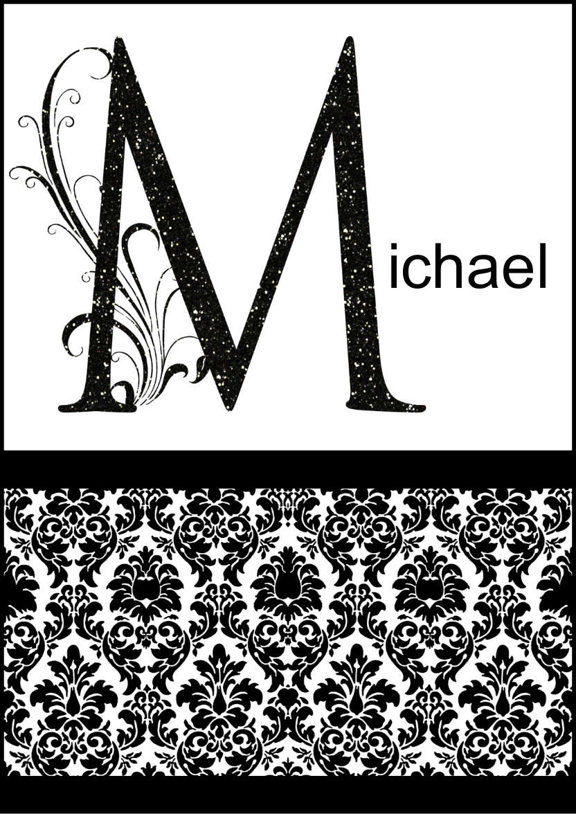 Damask Monogram Letter m Card - card made with Crafty Bob's Card Creator