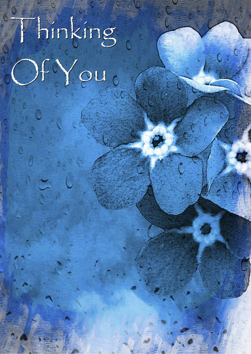 Blue Flowers in the Rain Thinking of You/sympathy Card - card made with Crafty Bob's Card Creator