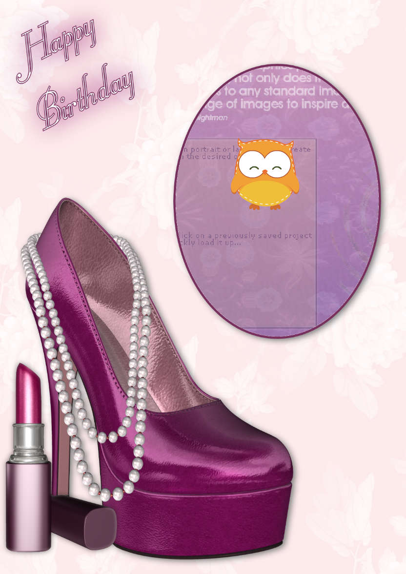 Magenta Shoe - Birthday Card - card made with Crafty Bob's Card Creator