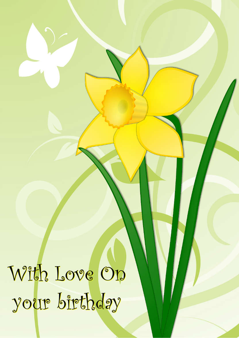 Daffodil & Butterfly St. David's Day Card - card made with Crafty Bob's Card Creator