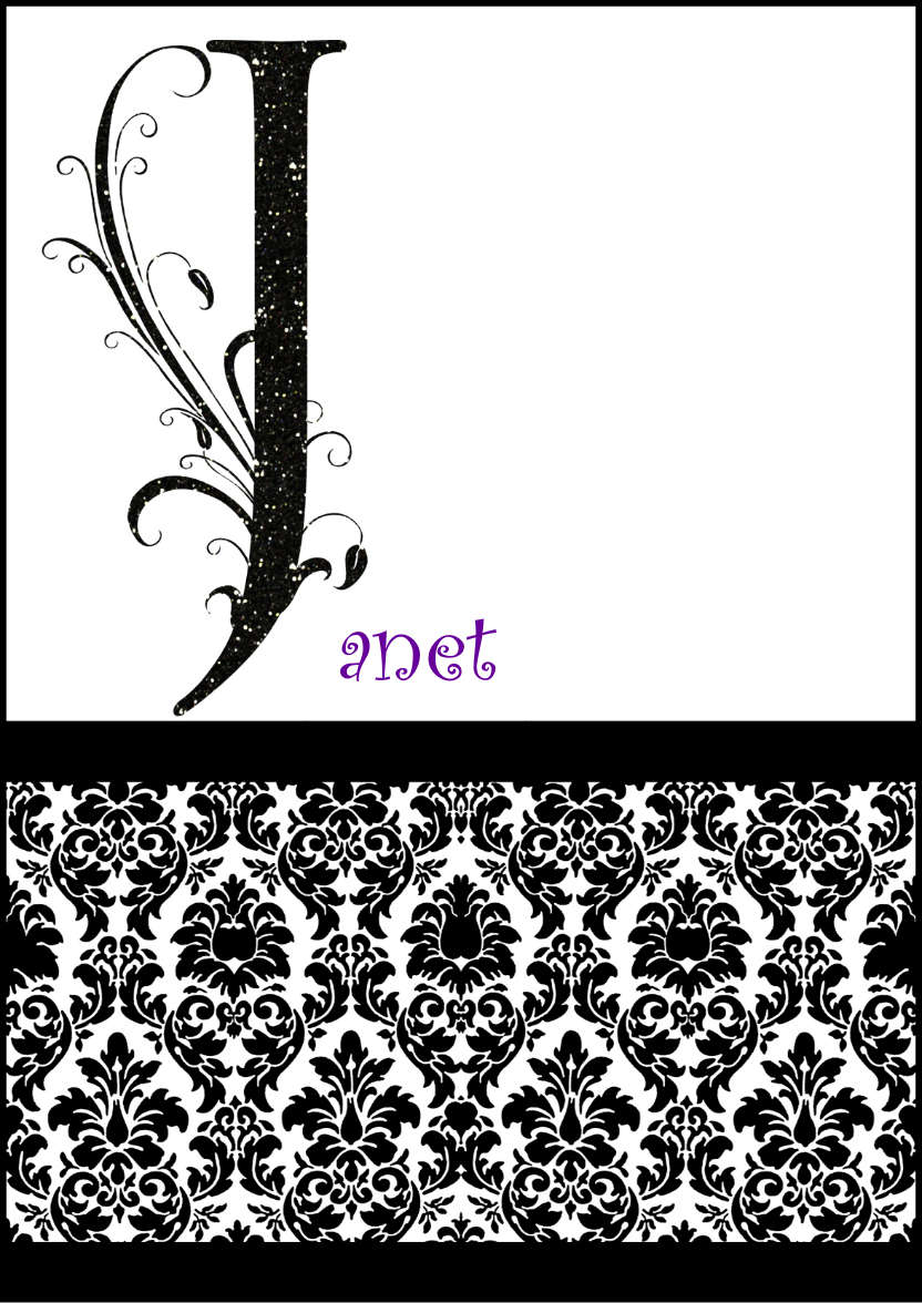 Damask Monogram Letter J Card - card made with Crafty Bob's Card Creator