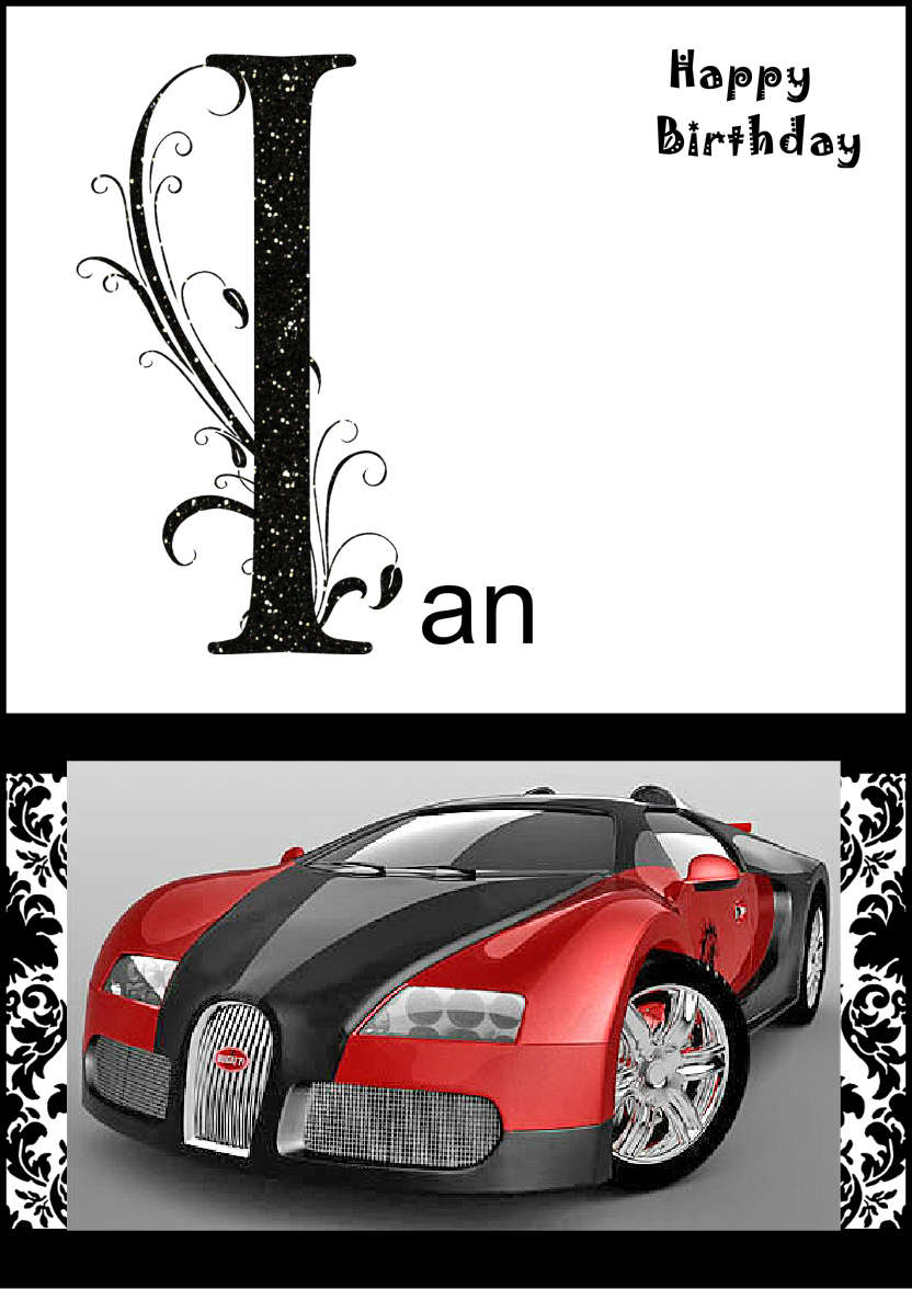 Damask Monogram Letter I Card - card made with Crafty Bob's Card Creator
