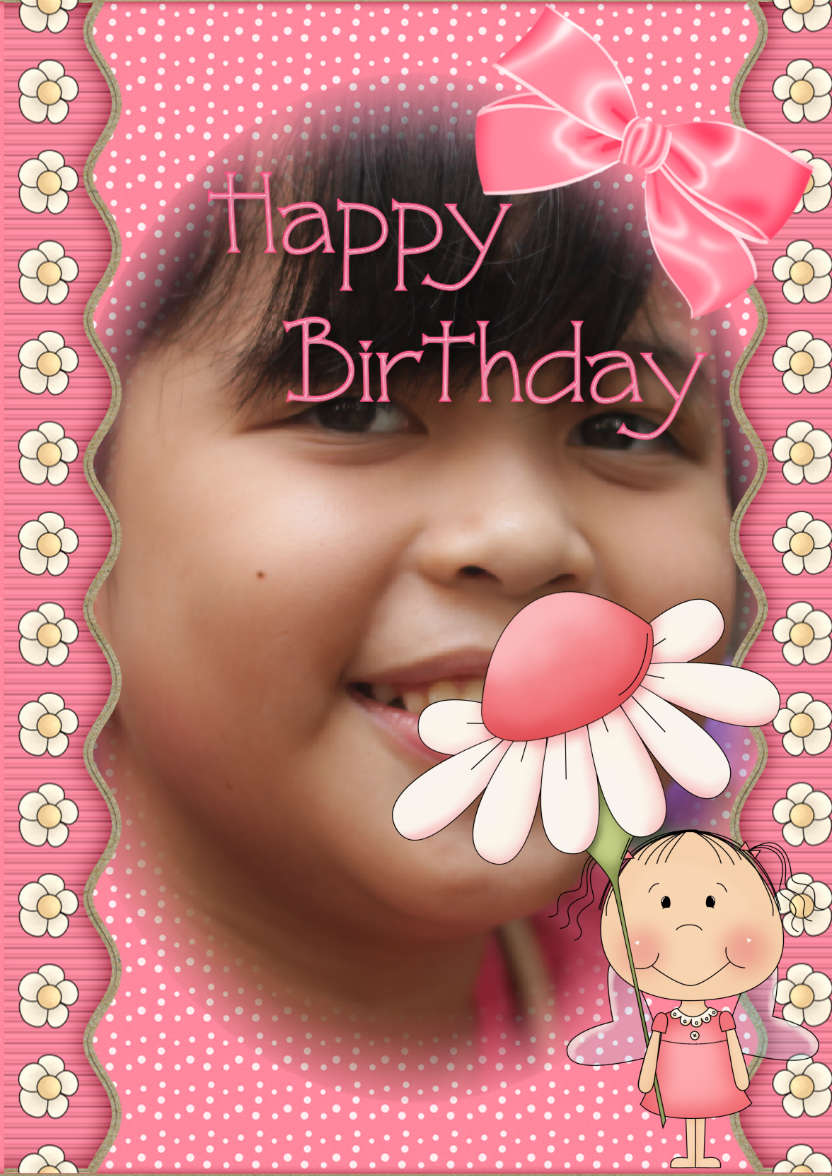 Cute Birthday Girl - card made with Crafty Bob's Card Creator