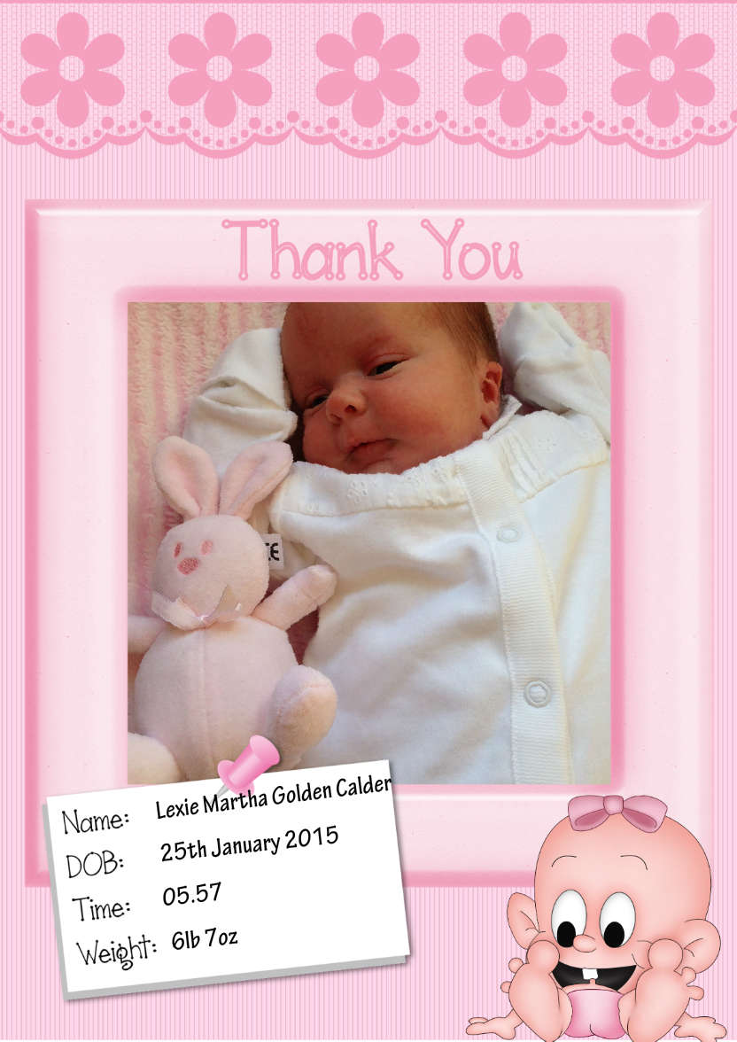 Baby Thank You Card - card made with Crafty Bob's Card Creator