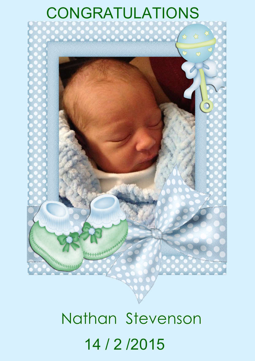 New Baby Boy Aperture Frame Card Front - card made with Crafty Bob's Card Creator