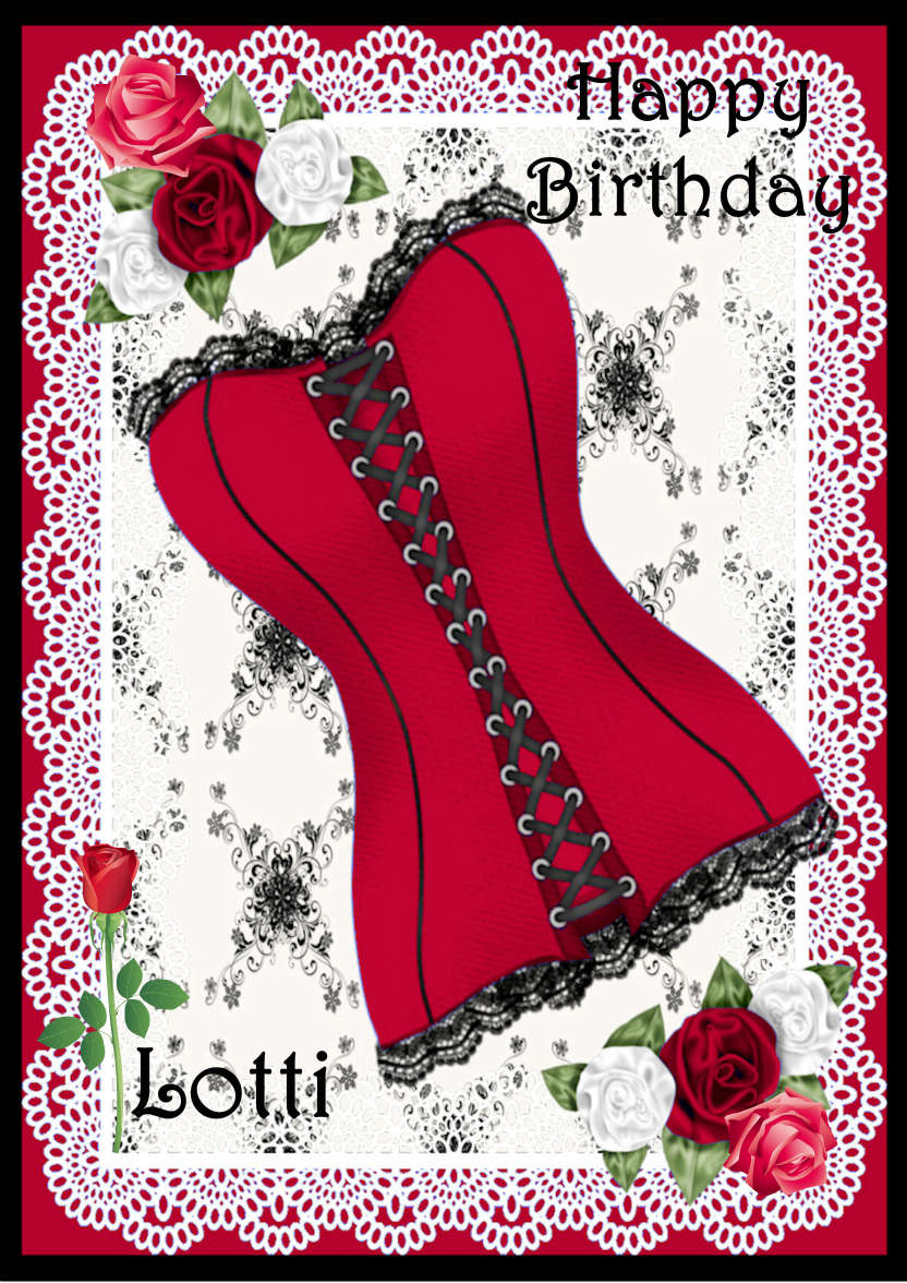 Red Hot Corset - card made with Crafty Bob's Card Creator