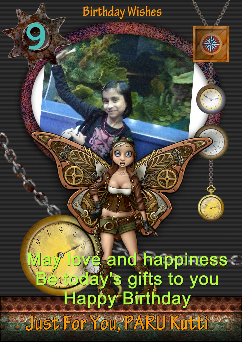 Your Photo Steampunk Fairy Custom Birthday Card - card made with Crafty Bob's Card Creator