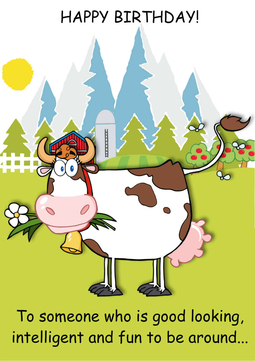 Mad Cow Humorous Card Front - card made with Crafty Bob's Card Creator