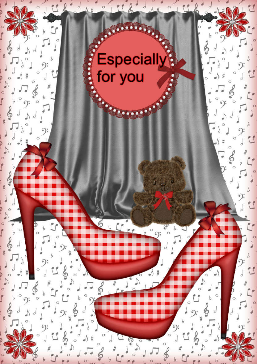 Stepping Out in Red Shoes - card made with Crafty Bob's Card Creator