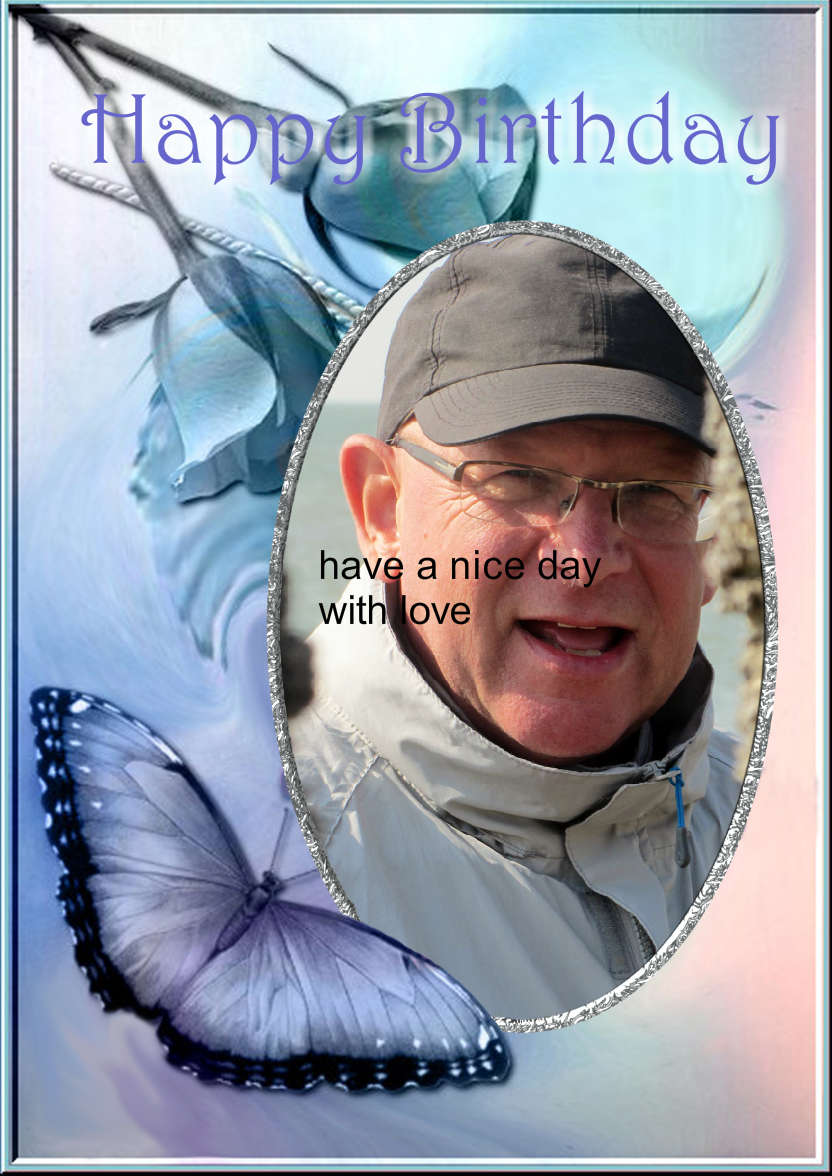 Happy Birthday - Roses and Butterfly - card made with Crafty Bob's Card Creator