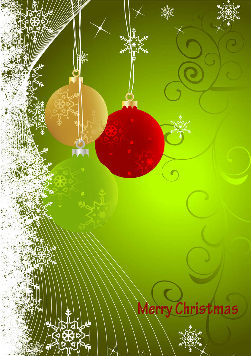 Beautiful Baubles Green Christmas Card Front - card made with Crafty Bob's Card Creator