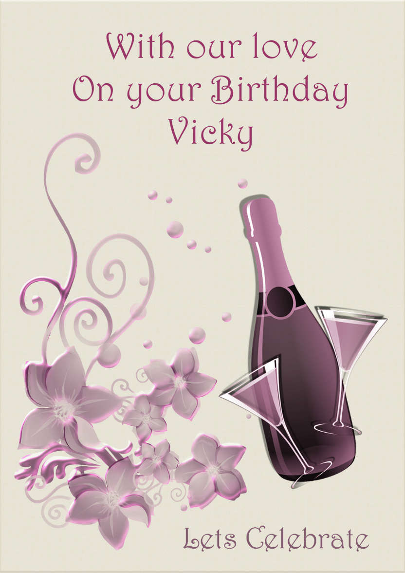 Champagne and Flowers - card made with Crafty Bob's Card Creator