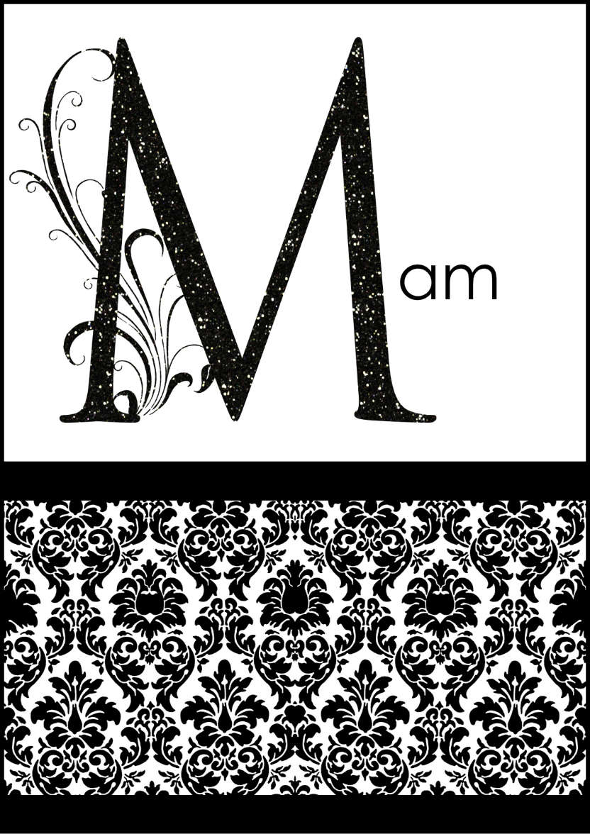 Damask Monogram Letter m Card - card made with Crafty Bob's Card Creator
