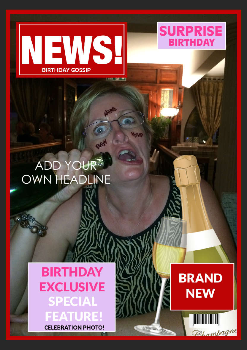Birthday Headlines - card made with Crafty Bob's Card Creator
