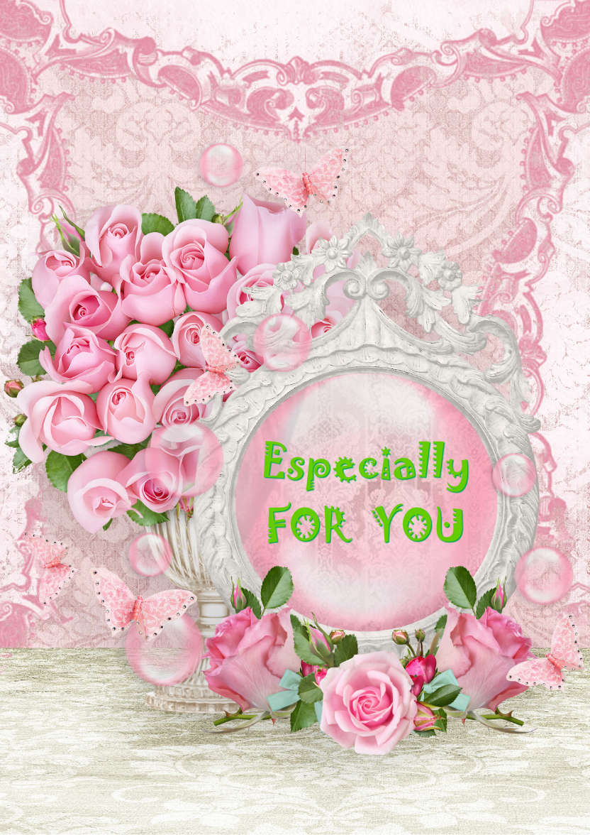 Lace and Roses Card Front - card made with Crafty Bob's Card Creator
