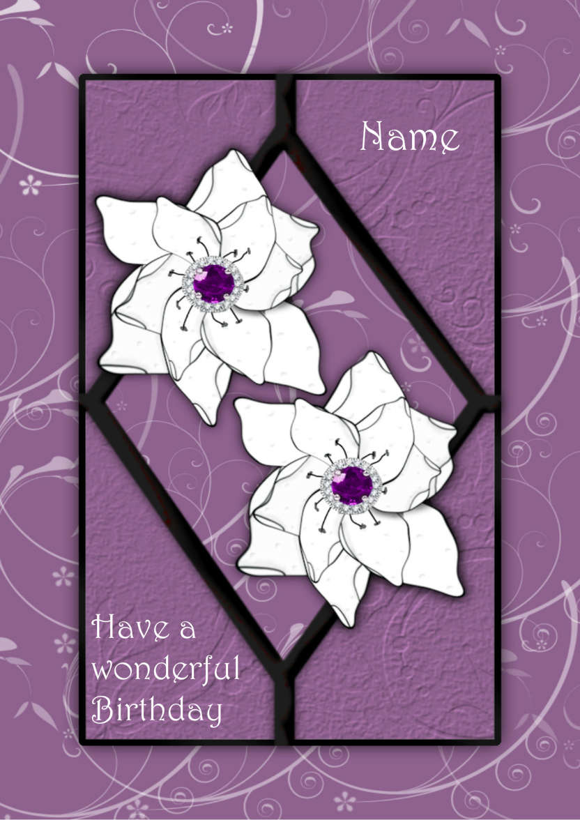 Amethyst Flower - card made with Crafty Bob's Card Creator