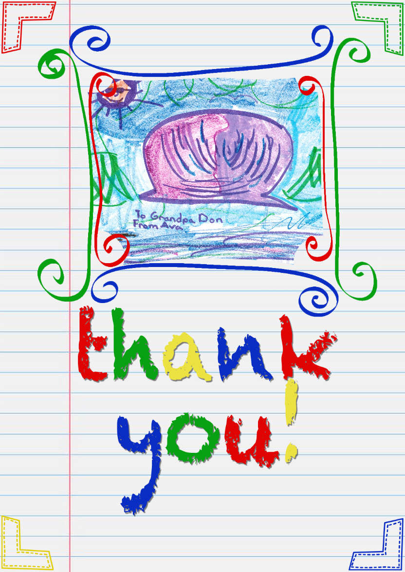 Notepaper Thank You Card - card made with Crafty Bob's Card Creator