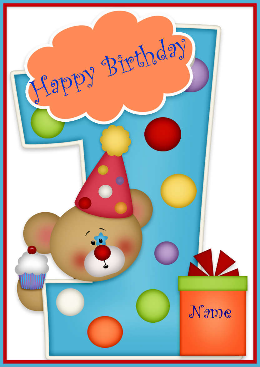 Happy Birthday Bear - One Year Old - card made with Crafty Bob's Card Creator