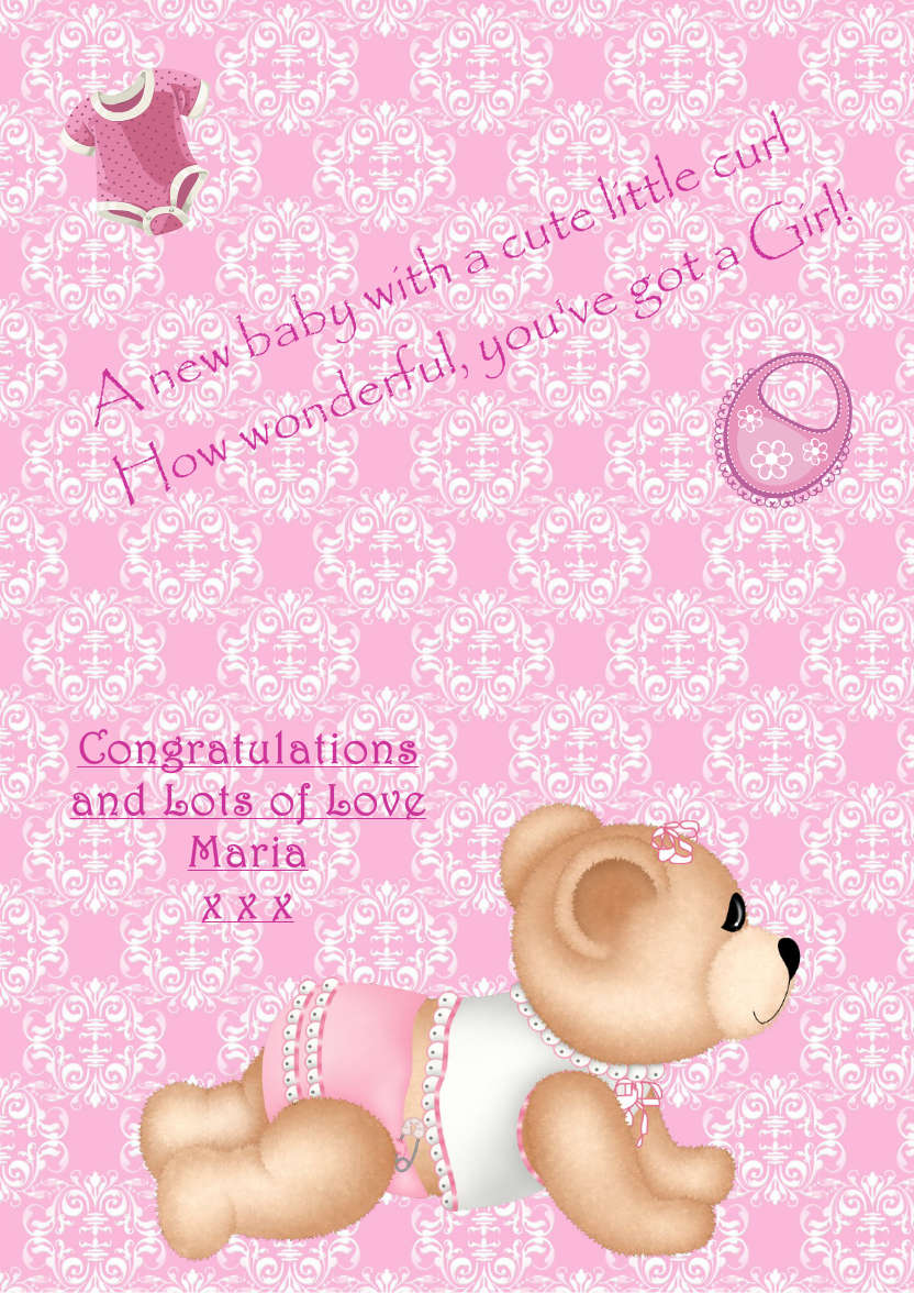 New Baby Girl - card made with Crafty Bob's Card Creator