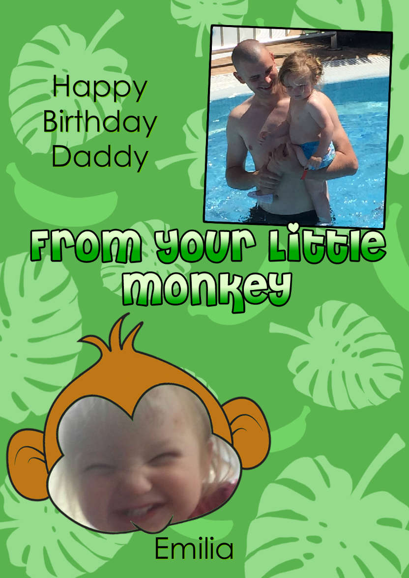 Little Monkey Photo Card - card made with Crafty Bob's Card Creator