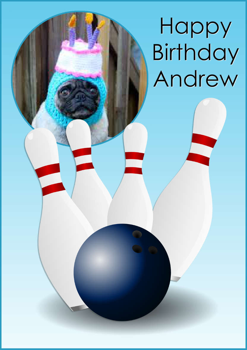 Ten Pin Bowling Aperture Card - card made with Crafty Bob's Card Creator