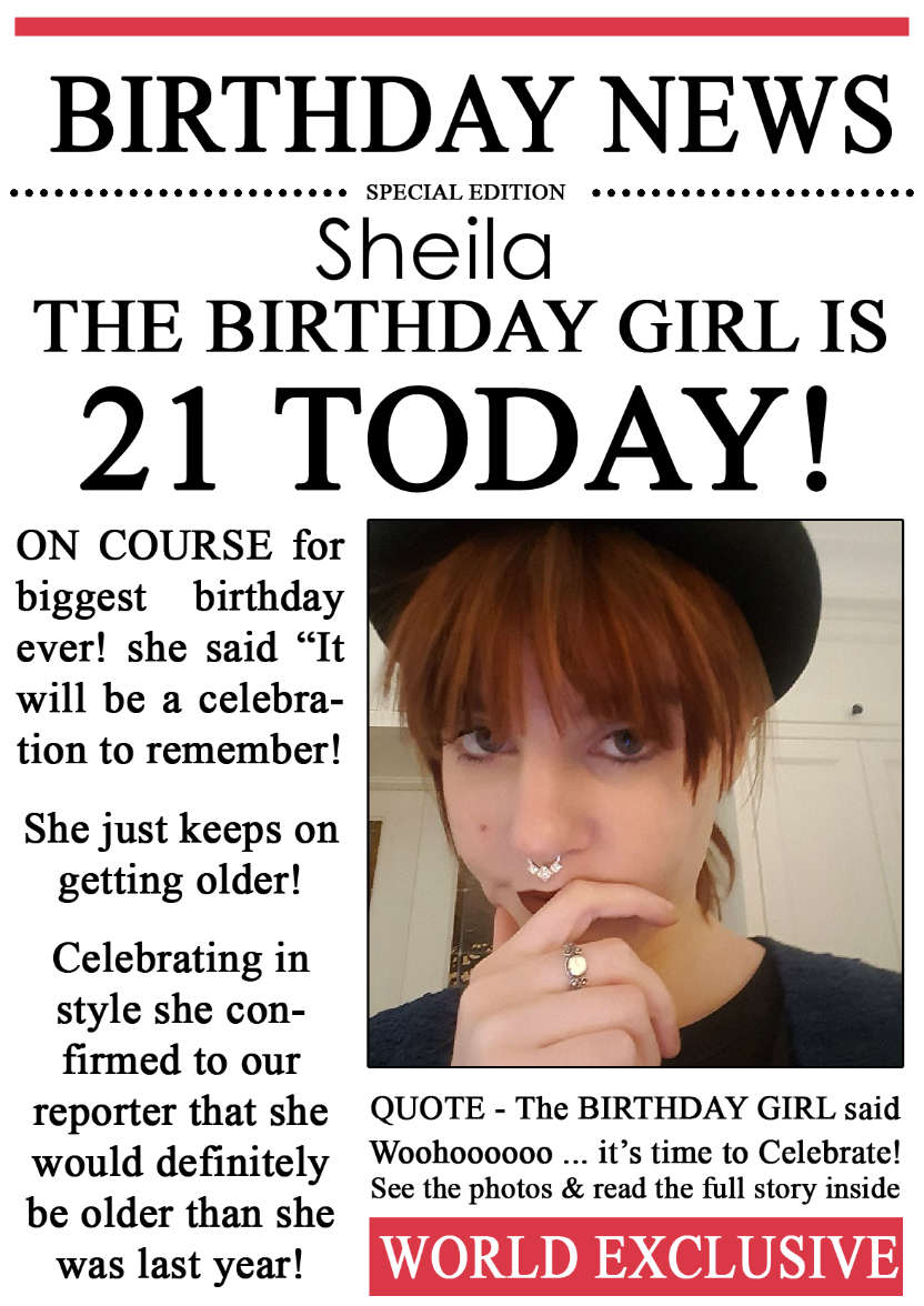 21 Today Birthday News Photo Upload Card - card made with Crafty Bob's Card Creator