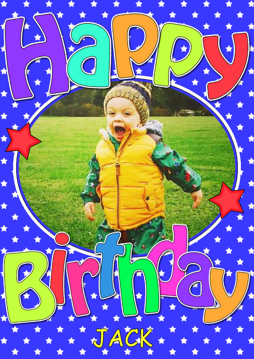Birthday Stars Photo Upload Card - card made with Crafty Bob's Card Creator