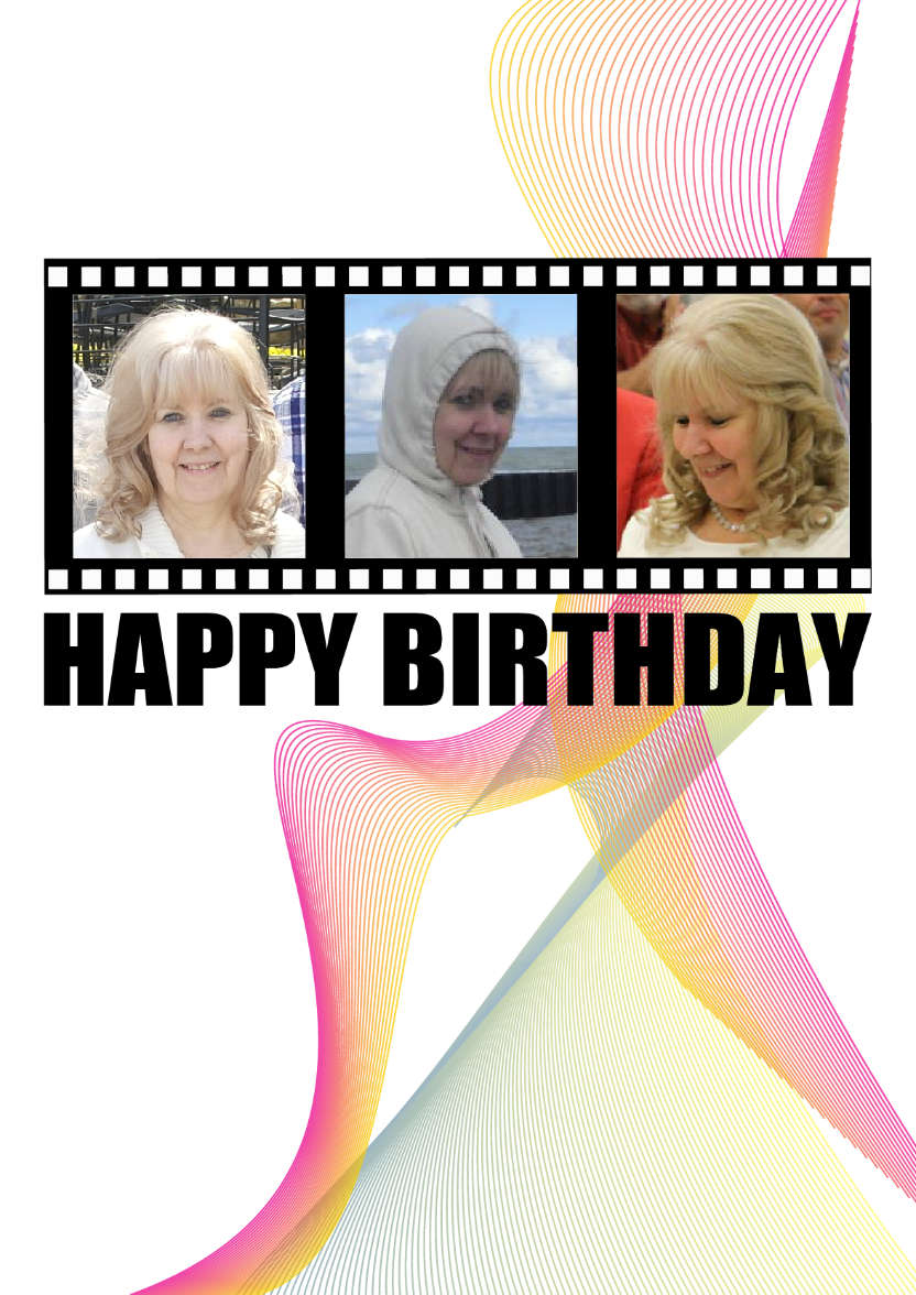 Filmstrip Birthday Aperture Card Pink - card made with Crafty Bob's Card Creator