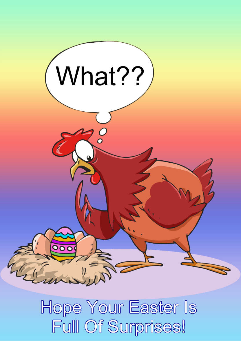 Confused Chicken Humorous Easter Card Front - card made with Crafty Bob's Card Creator