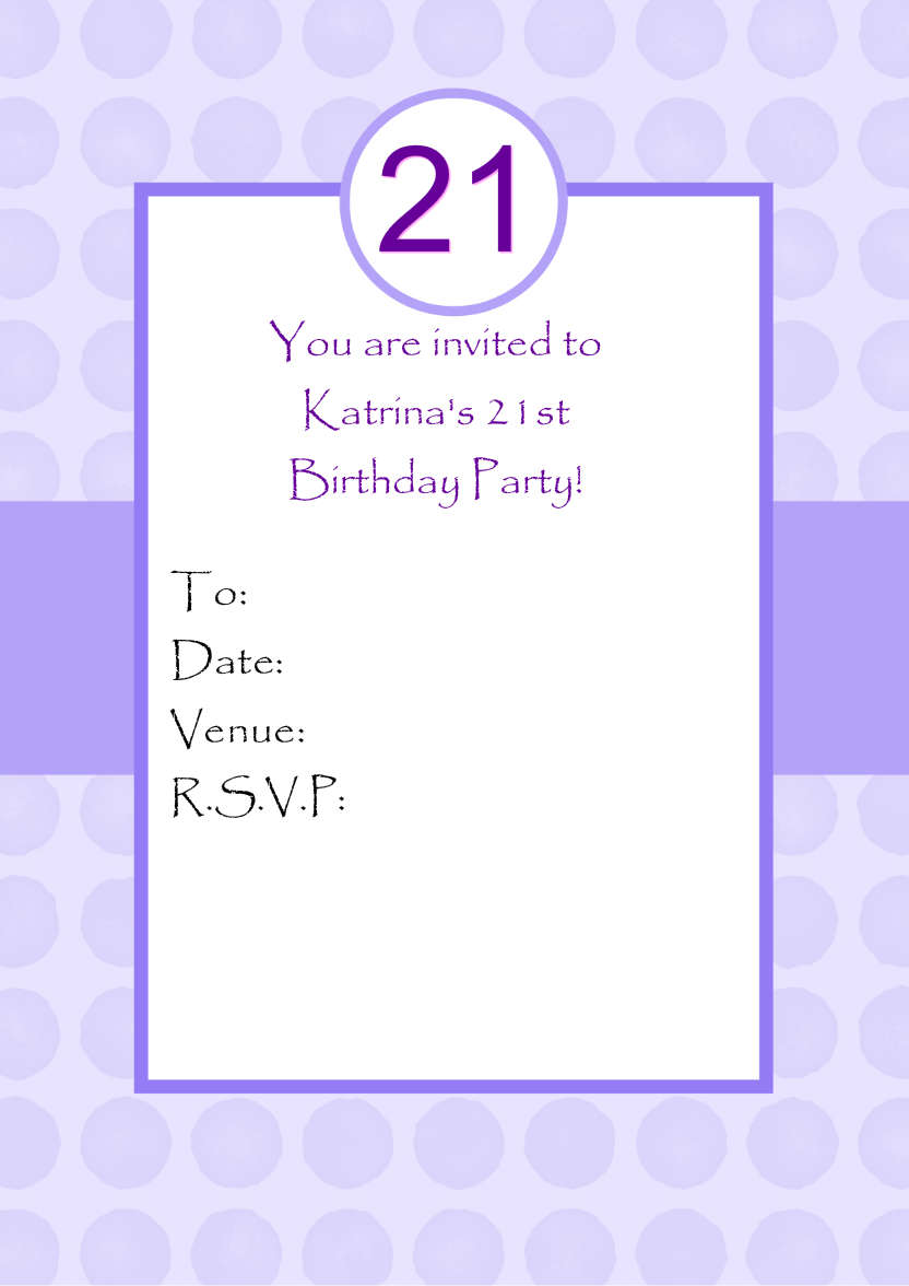 Purple Party Invitation - card made with Crafty Bob's Card Creator