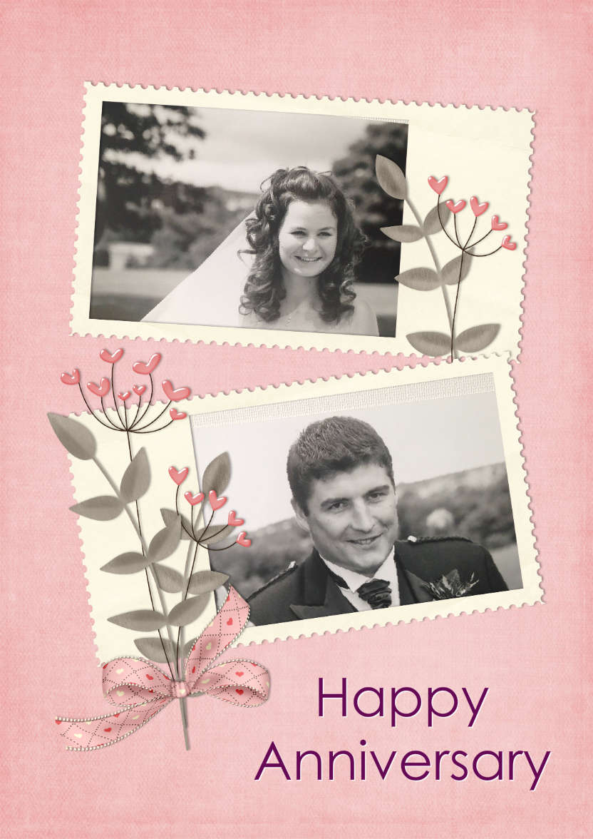 Scrapbook Style Anniversary Card - card made with Crafty Bob's Card Creator