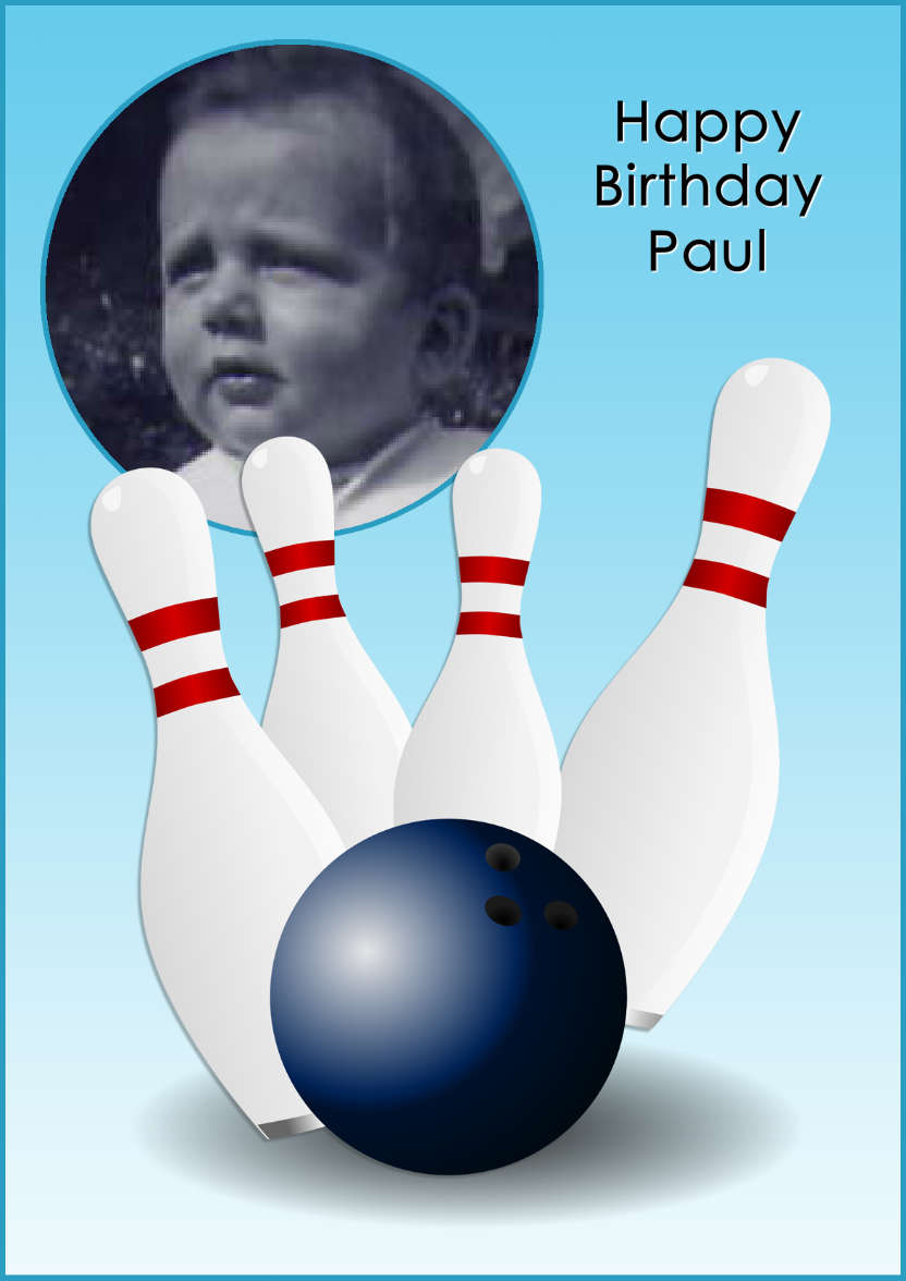 Ten Pin Bowling Aperture Card - card made with Crafty Bob's Card Creator