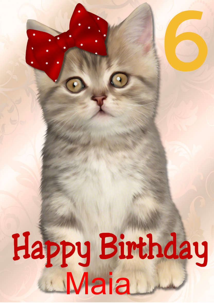 Cute Kitten Happy Birthday - card made with Crafty Bob's Card Creator