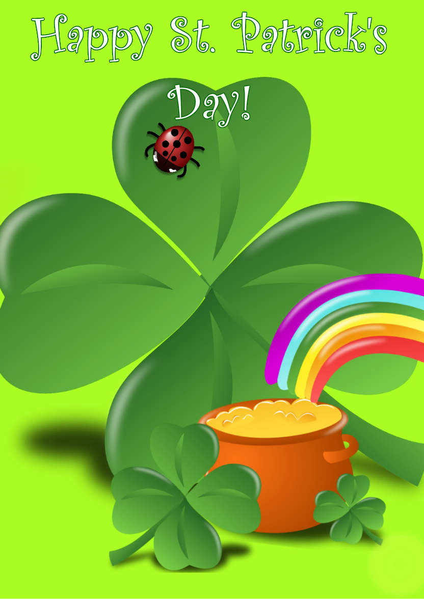 Pot of Gold Saint Patricks Day or Good Luck Card - card made with Crafty Bob's Card Creator