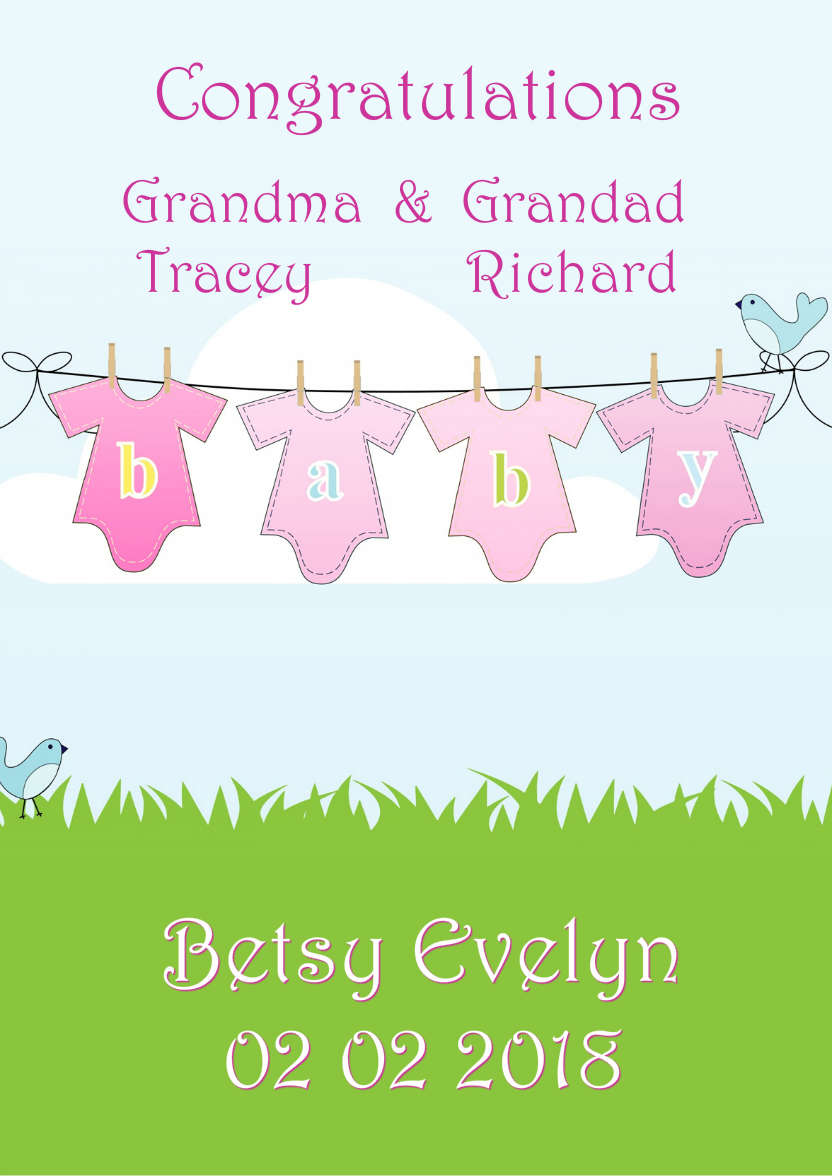 Washing Line New Baby Girl - card made with Crafty Bob's Card Creator