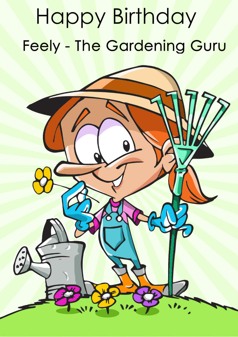 Cartoon Gardener Card - card made with Crafty Bob's Card Creator