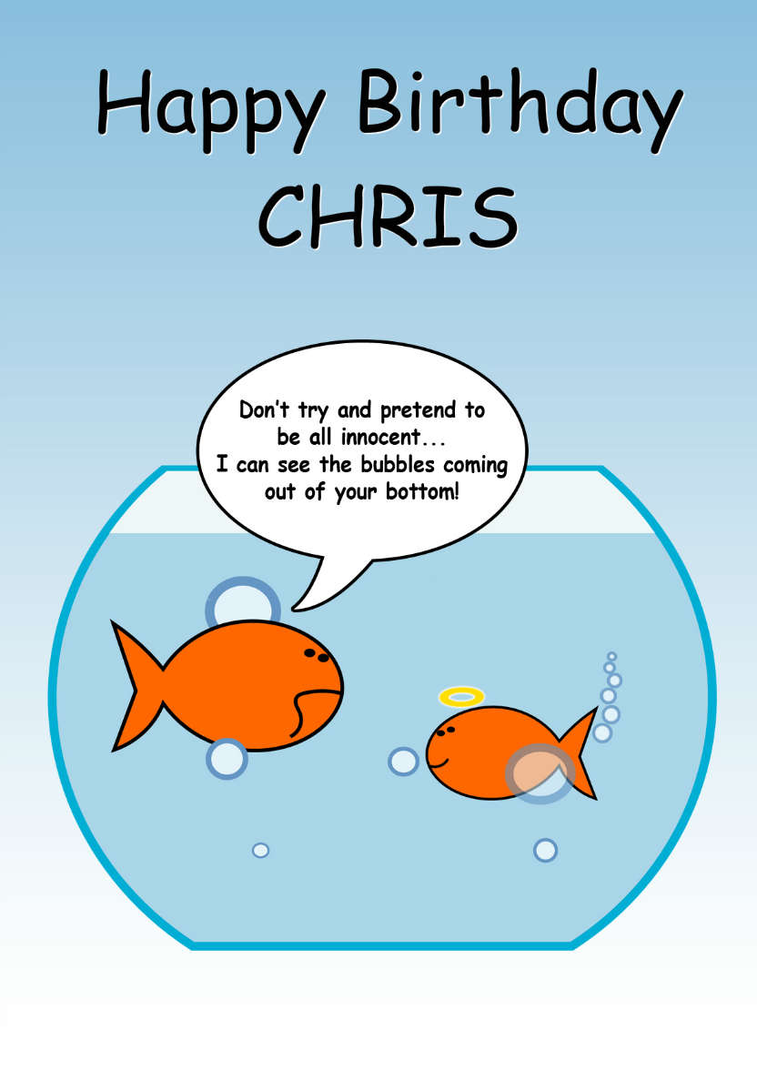 Naughty Goldfish Humorous Card - card made with Crafty Bob's Card Creator