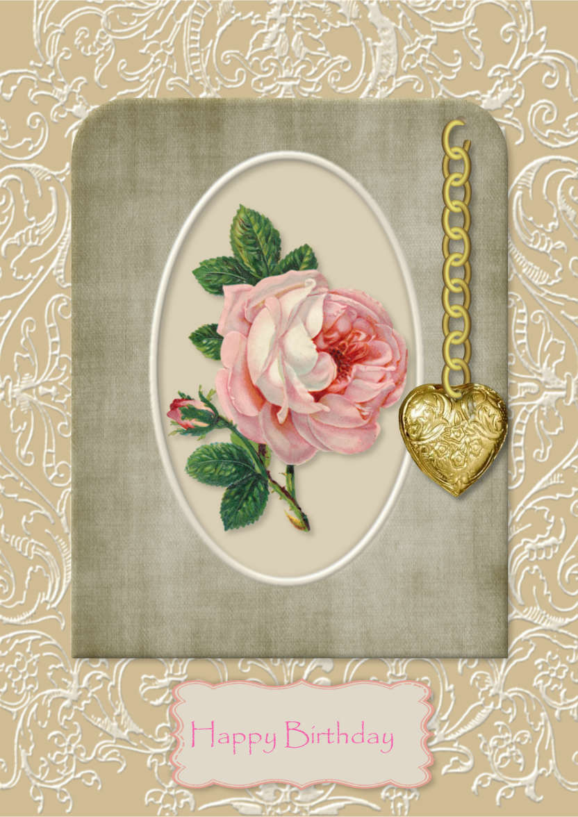 Framed Pink Rose - card made with Crafty Bob's Card Creator