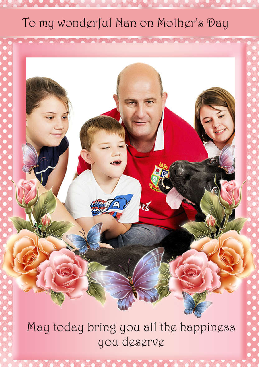 Mother's Day or Birthday Floral Your Photo Here Card - card made with Crafty Bob's Card Creator