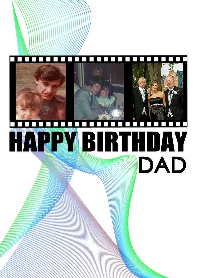 Filmstrip Birthday Aperture Card Blue - card made with Crafty Bob's Card Creator