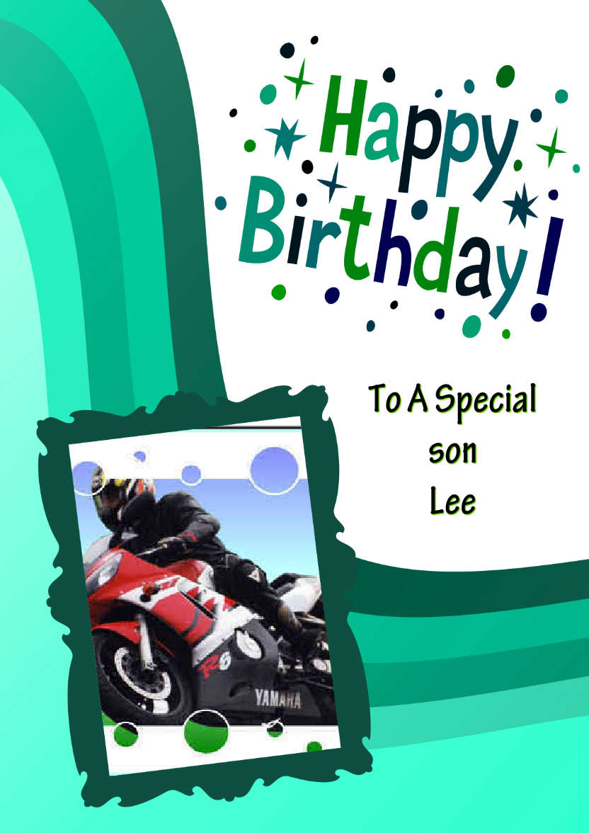 Green Birthday Wave Aperture Card Front - card made with Crafty Bob's Card Creator