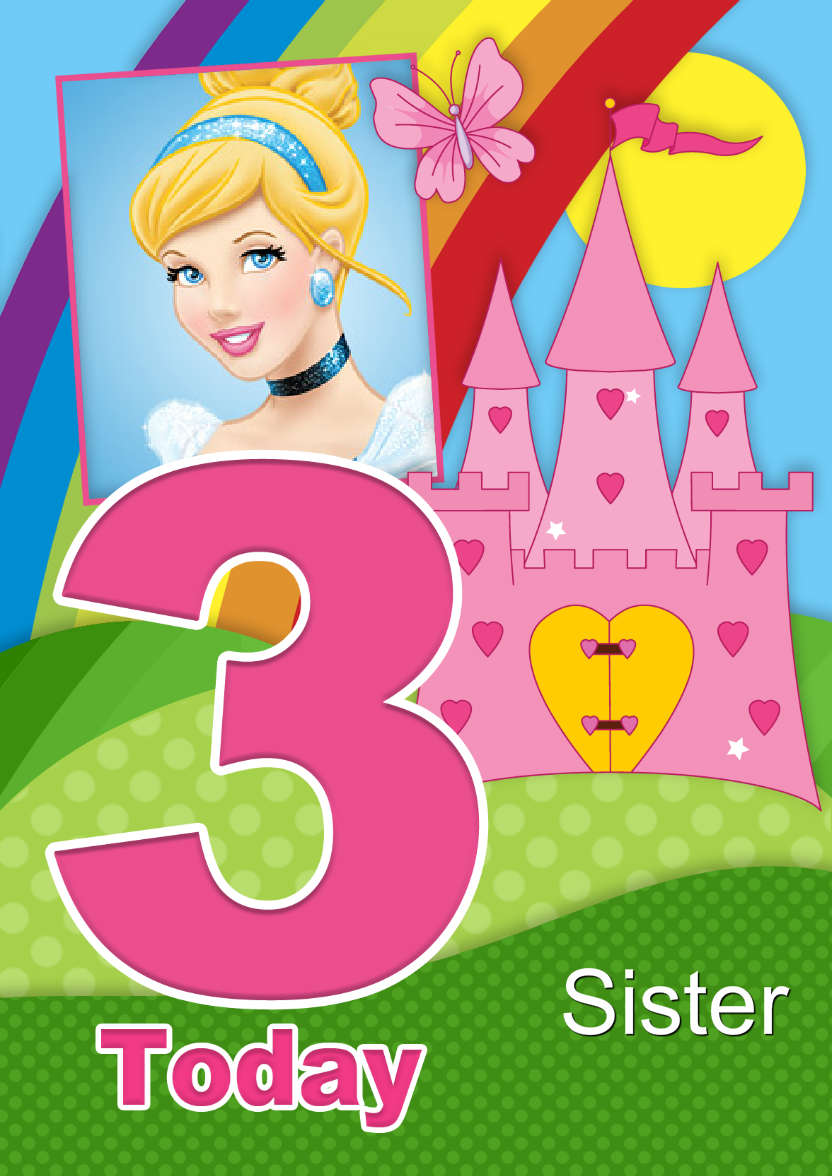 Rainbow Princess Age 3 Aperture Photo Card - card made with Crafty Bob's Card Creator