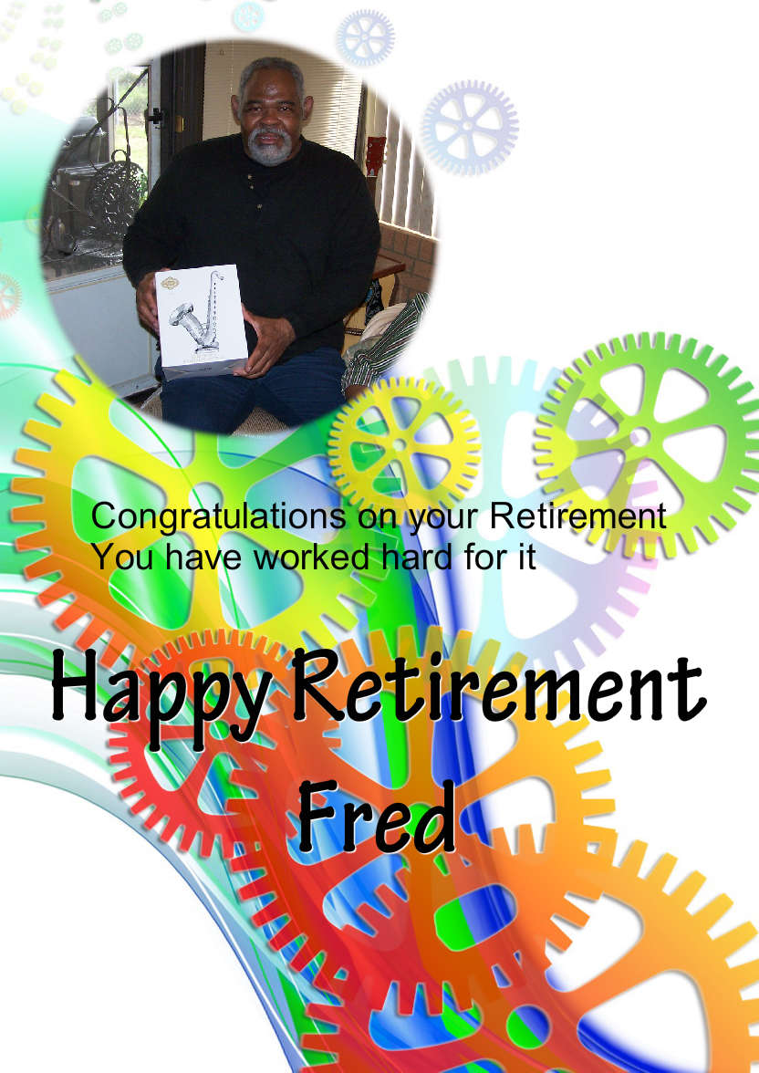 Retirement Cogs Photo Card - card made with Crafty Bob's Card Creator